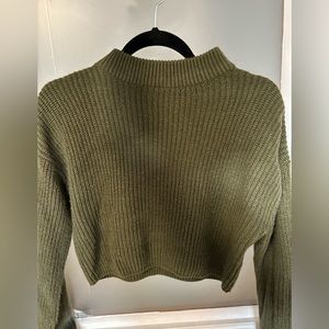 Dark Green H&M Knit Cropped Sweater small
